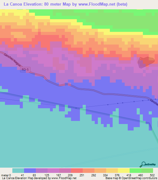 La Canoa,Dominican Republic Elevation Map