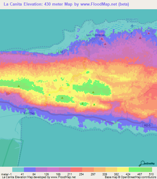 La Canita,Dominican Republic Elevation Map