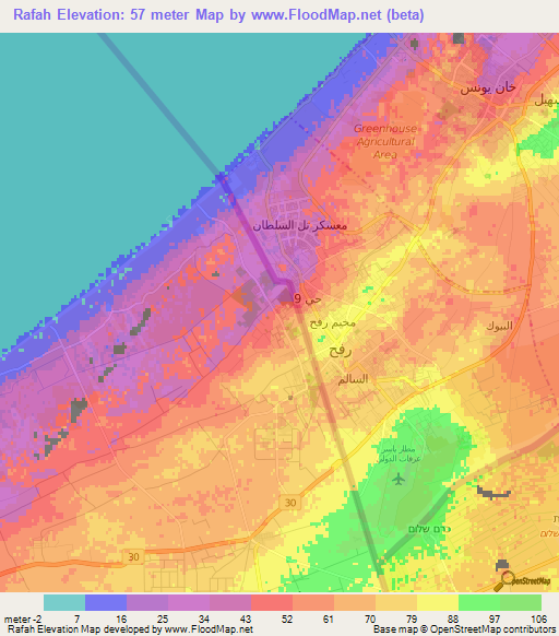 Rafah,Egypt Elevation Map