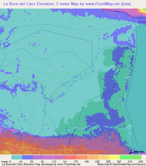 La Boca del Cano,Dominican Republic Elevation Map