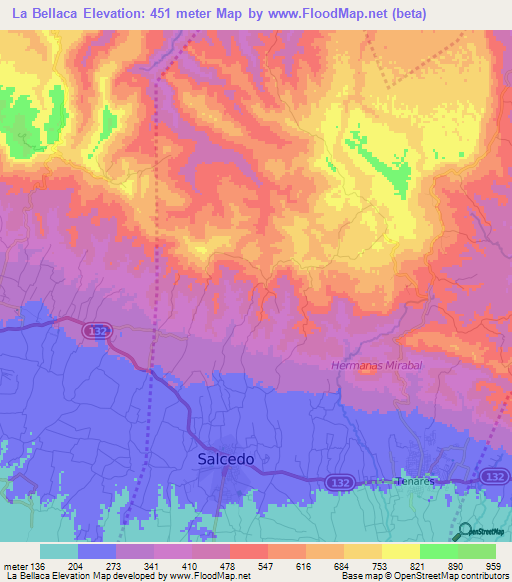 La Bellaca,Dominican Republic Elevation Map