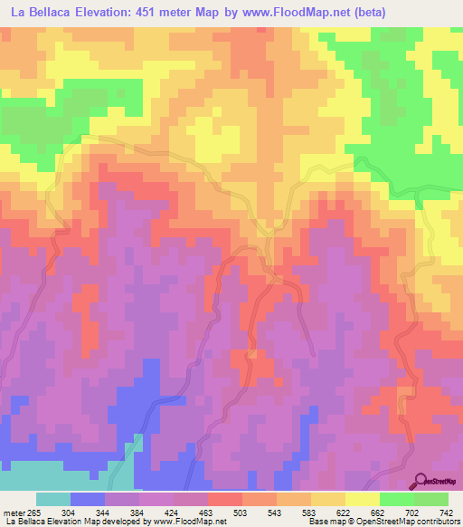 La Bellaca,Dominican Republic Elevation Map