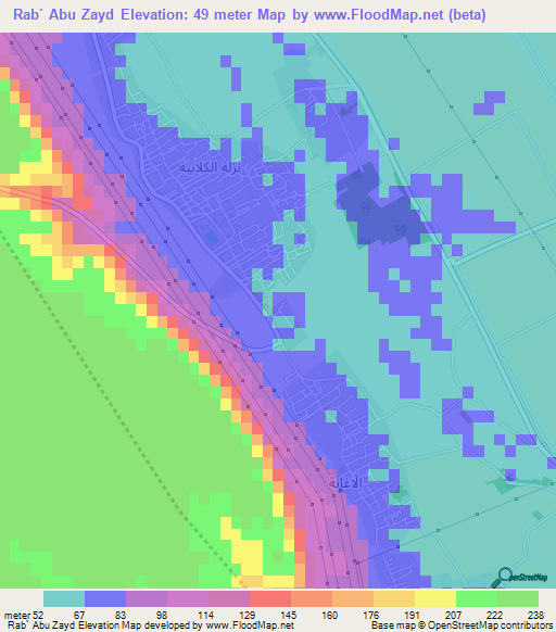 Rab` Abu Zayd,Egypt Elevation Map