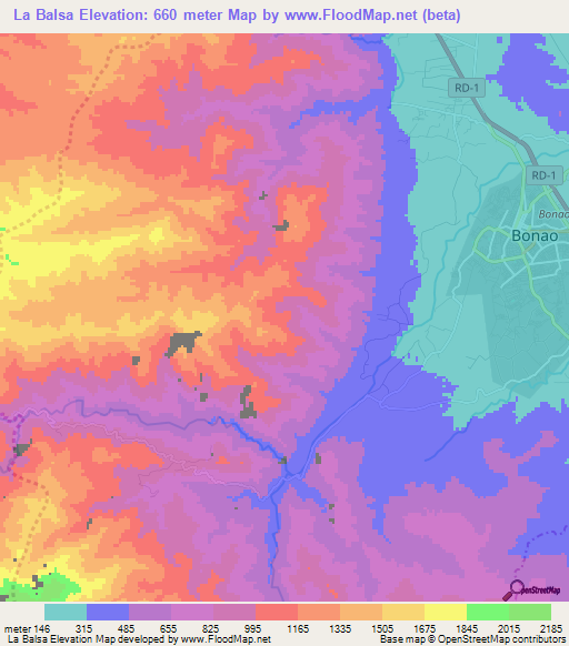 La Balsa,Dominican Republic Elevation Map