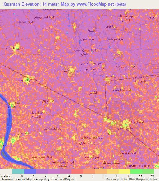 Quzman,Egypt Elevation Map