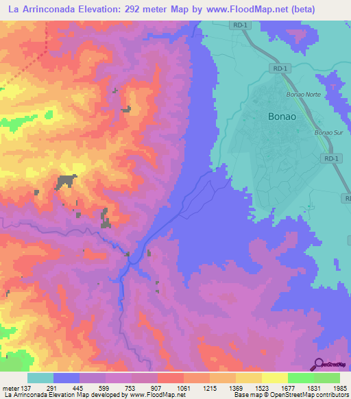 La Arrinconada,Dominican Republic Elevation Map