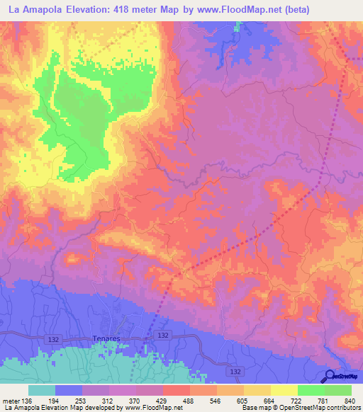 La Amapola,Dominican Republic Elevation Map