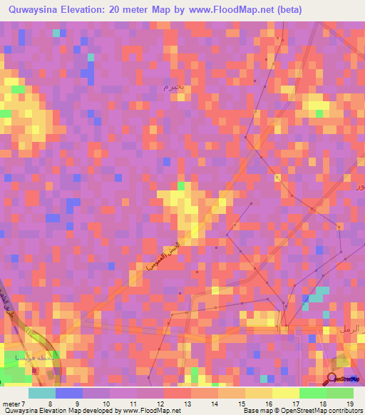 Quwaysina,Egypt Elevation Map