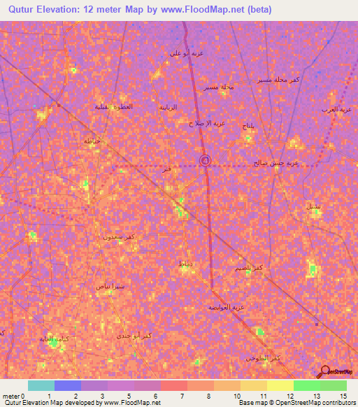 Qutur,Egypt Elevation Map