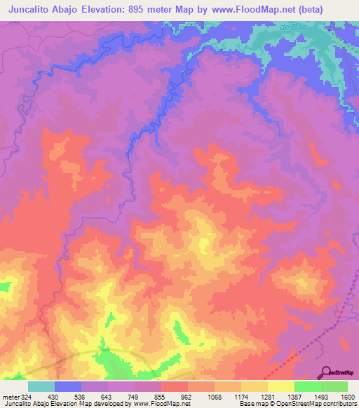 Juncalito Abajo,Dominican Republic Elevation Map