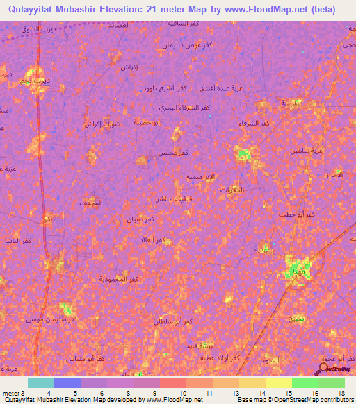 Qutayyifat Mubashir,Egypt Elevation Map