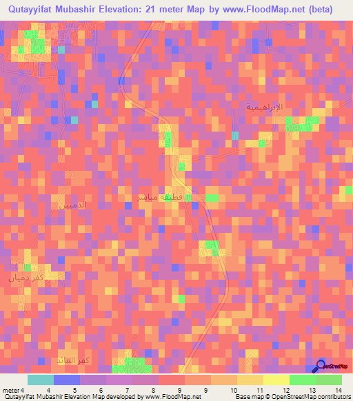 Qutayyifat Mubashir,Egypt Elevation Map