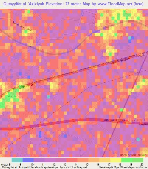 Qutayyifat al `Aziziyah,Egypt Elevation Map