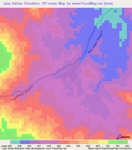 Juan Adrian,Dominican Republic Elevation Map