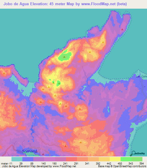 Jobo de Agua,Dominican Republic Elevation Map