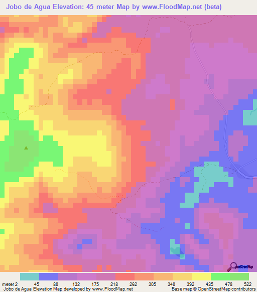 Jobo de Agua,Dominican Republic Elevation Map