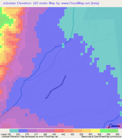 Joboban,Dominican Republic Elevation Map