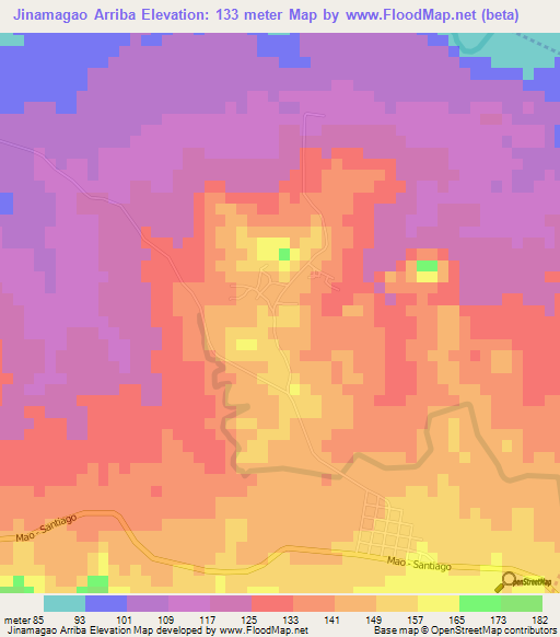 Jinamagao Arriba,Dominican Republic Elevation Map