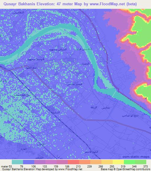 Qusayr Bakhanis,Egypt Elevation Map