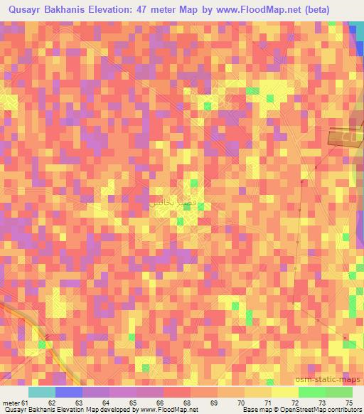 Qusayr Bakhanis,Egypt Elevation Map