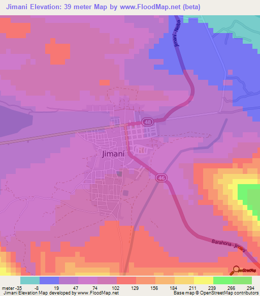 Jimani,Dominican Republic Elevation Map