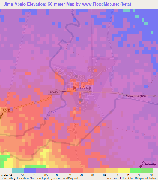 Jima Abajo,Dominican Republic Elevation Map