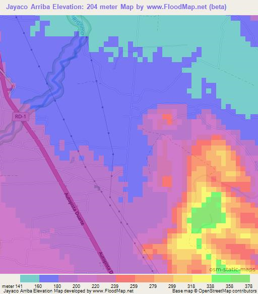 Jayaco Arriba,Dominican Republic Elevation Map