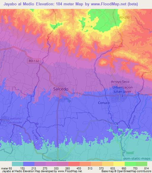 Jayabo al Medio,Dominican Republic Elevation Map