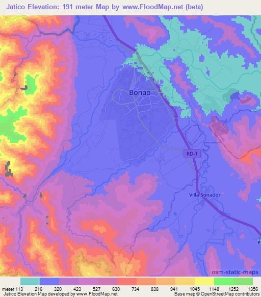 Jatico,Dominican Republic Elevation Map