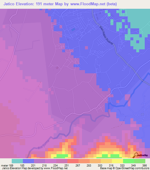 Jatico,Dominican Republic Elevation Map