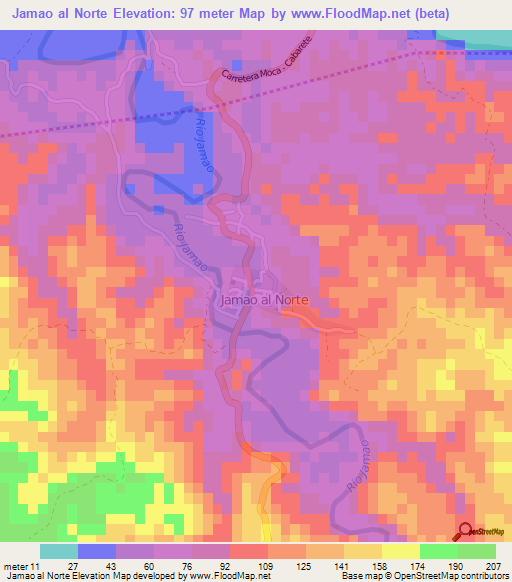 Jamao al Norte,Dominican Republic Elevation Map