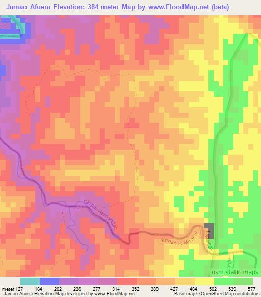 Jamao Afuera,Dominican Republic Elevation Map