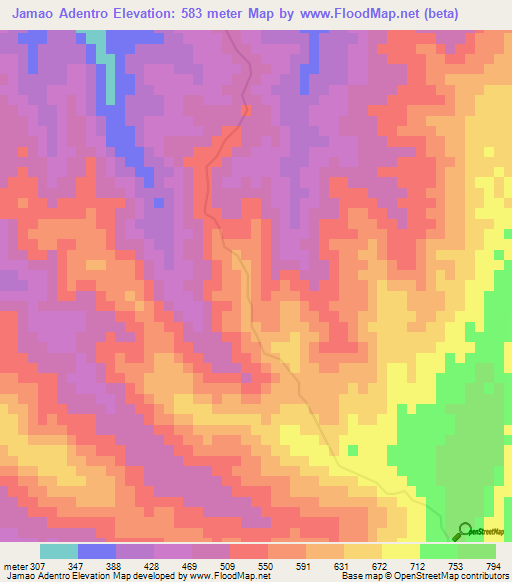 Jamao Adentro,Dominican Republic Elevation Map