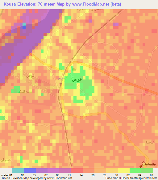 Kousa,Egypt Elevation Map