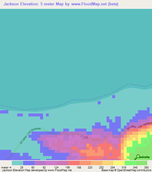 Jackson,Dominican Republic Elevation Map