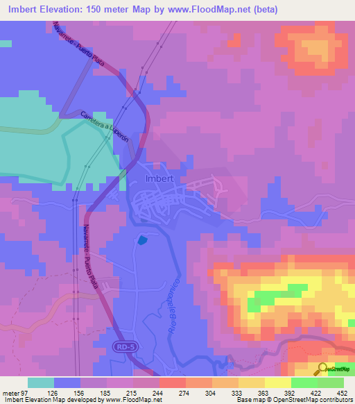 Imbert,Dominican Republic Elevation Map