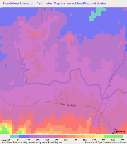 Hundidera,Dominican Republic Elevation Map