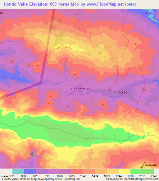 Hondo Valle,Dominican Republic Elevation Map