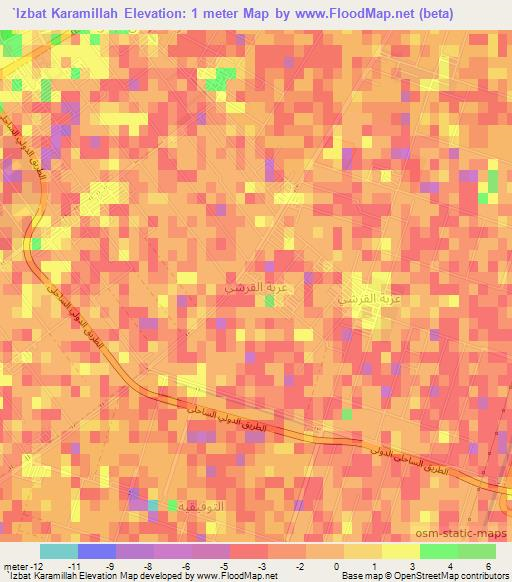 `Izbat Karamillah,Egypt Elevation Map