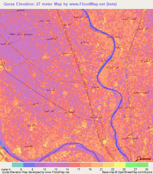 Quras,Egypt Elevation Map