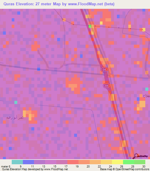 Quras,Egypt Elevation Map