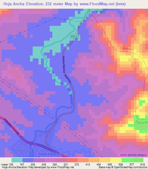 Hoja Ancha,Dominican Republic Elevation Map