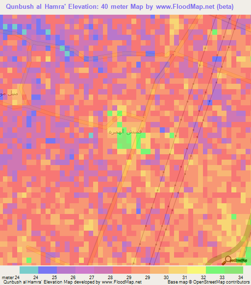 Qunbush al Hamra',Egypt Elevation Map