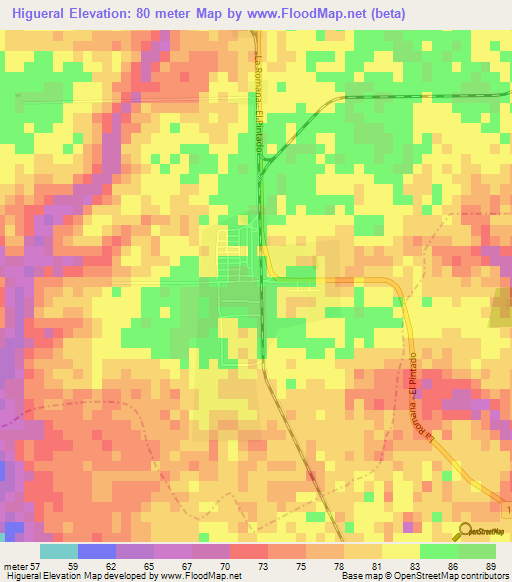 Higueral,Dominican Republic Elevation Map