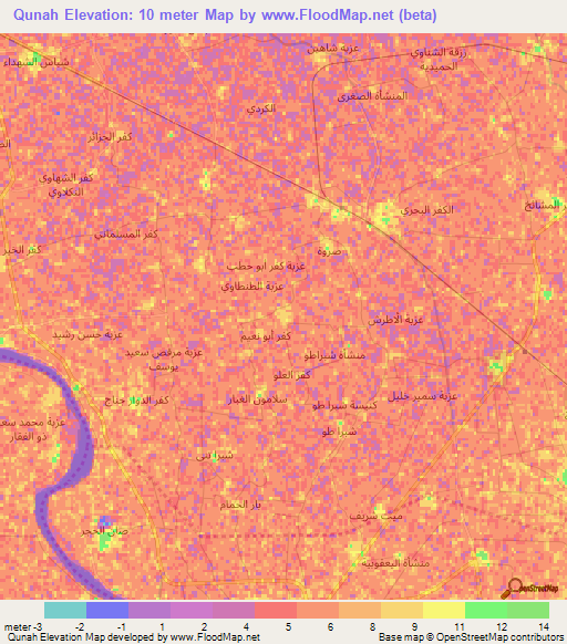 Qunah,Egypt Elevation Map