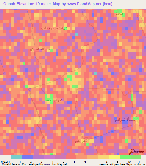 Qunah,Egypt Elevation Map