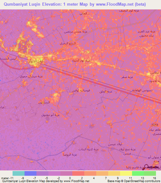 Qumbaniyat Luqin,Egypt Elevation Map