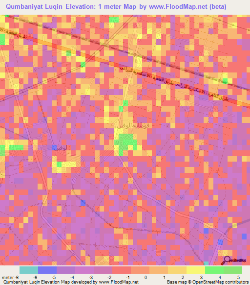 Qumbaniyat Luqin,Egypt Elevation Map