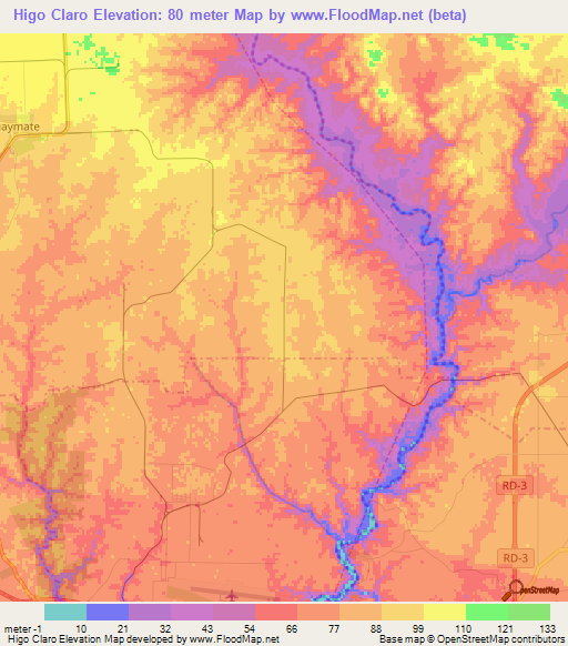 Higo Claro,Dominican Republic Elevation Map