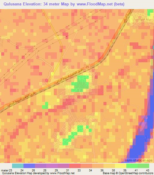 Qulusana,Egypt Elevation Map